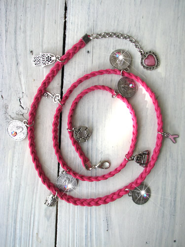 Pink Geluks-wikkelarmband/wrap