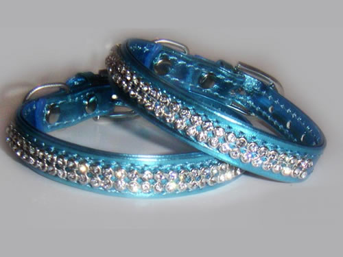 Strass halsbandje XS blauw