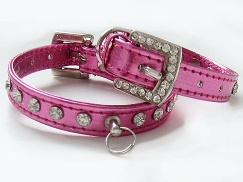 Strass halsbandje XS roze